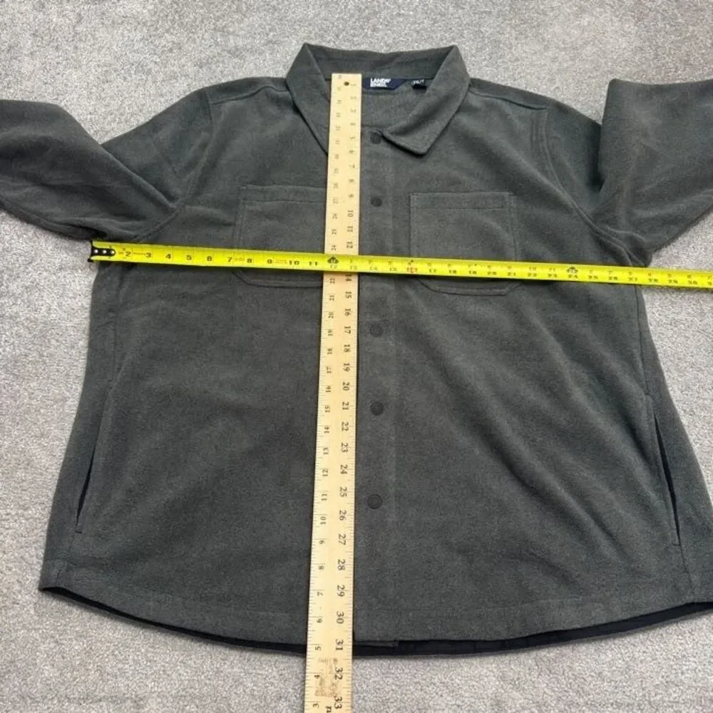 Lands' End Button Down Fleece Shirt Shacket Mens XXL Tall Gray Pockets Outdoor